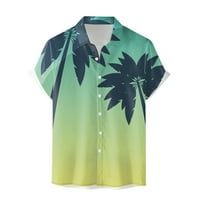 Muška majica Muška moda Havajska kratka rukavska ljetna plaža Print majica Casual Tops Green XL