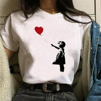 UUBLIK Valentines Odjeća ženska seksi slatka tiskana gornja majica s kratkim rukavima