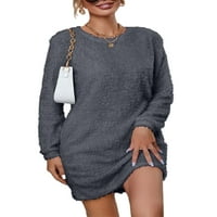Paille ženske džemper haljina posada izrez mini haljine dugi rukav pulover skakač termički radovi tamno