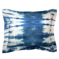 Pamučna savena rubne rubne, standardno - plavi indigo shibori boho plaža modernog tiskane posteljine od kašičice