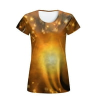 Bazyrey ženske vrhove ženskog modnog ležernog digitalnog mjeseca i zvjezdane tiskane majice s kratkim
