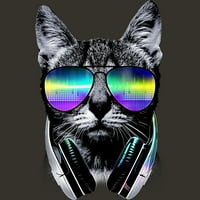 Muzički ljubavnik CAT V.II juniors ugljena siva grafički tee - dizajn ljudi 2xl