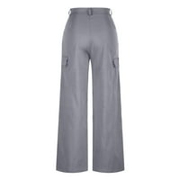 Ženske hlače Srednja odjeća Y2K Odjeća Visoko struka široke noge Teretne hlače Baggy Hlače Džepovi plavi