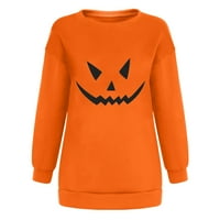 Ženska Halloween bundeve licem dugih rukava svijetli ležerni pulover narančasta L