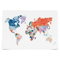 Vodenicolor Mapa svijeta Elene David - Zidni zid - Ft. Ft