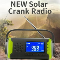 Mound 4000mAh NOAA hitni radio, AM FM WB ručna ručica Solarni radio sa vremenskim priključenim vremenom, au muzika reprodukcija, USB punjač mobitela, SOS alarm, LED lampica za uragane, Tornadoes
