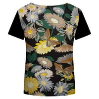 Prevelike majice za žene Slatki ljetni vrhovi za žene plus veličine V izrez Bluze s kratkim rukavima