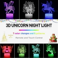 Uzorak Jednorna 3D noćno svjetlo za djevojke LED LED lampica Iluzijska svjetiljka Promjena na dodir
