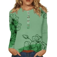 Ženske modne majice Bluze zimi dugme za zimske dugme Ležerne prilike dugih rukava V izrez T pulover