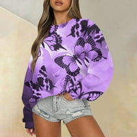 FOPP Prodavač Ženska casual modni print Okrugli izrez Labavi dukserski duks Top Purple XXL