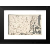 Jan Goeree crni moderni uokvireni muzej umjetnički print naslovljen - karta drevnog rima ilustrirajući