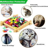 Šarene kućne mačke meke kandže za nokte za nokte za mačje kandže sa ljepilom i aplikatorima, mekani kat za nokte kandže za mačke za mačke šape njegu kandže