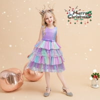 Toddler Baby Girls Haljina Dječja rukavica bez rukava Ruffles Bowknot Pageant Rođendan Party Kids Rainbow