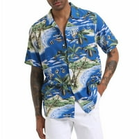Muška majica Havajska majica za muškarce, muške vintage gumb dolje kuglane s kratkim rukavima Summer