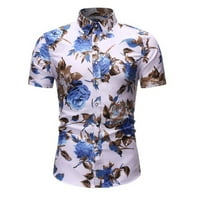 Huppta košulje za muškarce tiskane casual plus veličina cvjetna majica s kratkim rukavima