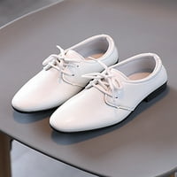 Eloshman Kids kožne cipele vjenčane haljine Formalne Oxfords performanse Lagana čipka up stane casual white 7c