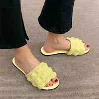 Ženske ravne sandale klizne na sandale Dressy Letform Ležerne sandale meke kožne klizne sandale Outdoor Cipele Ženske kućne papuče, 5.5 i žute