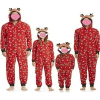 Obiteljska porodica koja odgovara Božićne pidžame postavlja hoodie za spavanje sa hood-om koji odgovara prazničnom pjuku za porodicu