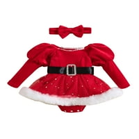 Dojenčad za božićnu haljinu odjeću za djecu s dugim rukavima Drvo s dugim rukavima ROMPERS A-line haljina