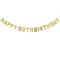 Sretan 50. rođendan Glitter Golden Garland Baneri za rođendanski ukras