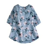 Outfmvch T majice za žensku košulju s pola rukava posteljina vintage boho cvjetni print labavi ženski