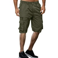 Wofedyo Cargo Hlače za muškarce muško ljeto ravna čvrsta teretna kantala elastična struka zipper lete džepne kratke hlače zelena l