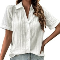 Outfmvch majice za žene V izrez Top majica Casual Button Up Bluze Solid Color Top Wemens Vrhovi