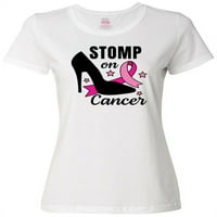 Inktastični karcinom dojke STOMP na raku visokoj peti i ružičastoj vrpci ženskoj majici