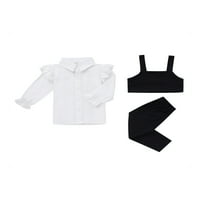 Izhansean Toddler Baby Girls Outfits majica s dugim rukavima + kratki vrhovi rezervoara + pantalona odjeća bijela godina