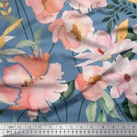 Soimoi Blue Rayon tkanina odlazi i magnolija cvjetna tkanina za tiskanu tkaninu pored dvorišta