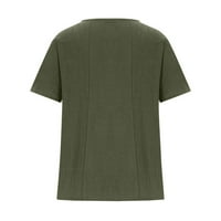 Ženske pamučne majice kratkih rukava Crewneck Leptir Print Teses Mekani prozračni tunik Flowy Boyfriend Style bluza na prodajnim čišćenjem vrhova Zelena M