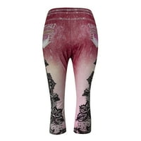 Utoimkio Cleariance Yoga hlače za žene plus veličine kaprisu temperament tiskane sportske tajice sa podiznim kukama
