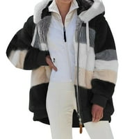 Coduop žene pune zip up houde fleece sherpa jakna dugih rukava kaput