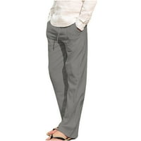 Brglopf Plus sizene ženske pamučne posteljine ljetne casual široke pantalone za noge elastične struk