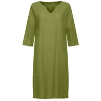 Lasnesso ženska posteljina pamučna haljina V izrez casual haljine obični pola rukava kratka haljina