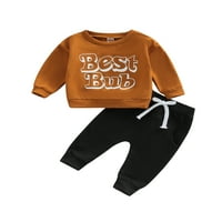 Toddler Baby Boy Fall Odeća postavljena dugih rukava Pismo Ispiši dukserice + pulover sa punim bojama