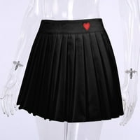 Zhizaihu Line suknja Ženska slatka uzorka suknja tanka kratka bočna patentna patentna suknja boho suknja crna xxxl