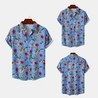 Muška modna bluza Vrh patrioty stil Print Hawaii Ljeto Okrenite košulju ogrlice Male Spring Jednostruke košulje Ležerne prilike za odmor Plaža Skraćeno rukavicu