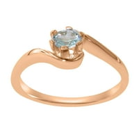 Britanci napravio 9K ružičasti zlatni prsten sa prirodnim akvamarinskim ženskim zaručničkim prstenom