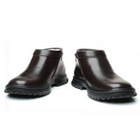 Muškarci tople casual cipele plišane obloge kože zip čizme za gležnjeve rade lagane zimske cipele vožnje udobne čizme smeđe 7,5
