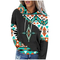 Ženski zvezni duks etnički stil tiskani dugih rukava sportski casual bluza vrhovi duksevi pulover