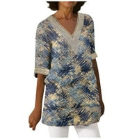 APEPAL ženske majice u rukavu u obliku rukava u boji u boji Blok Dressy Tops trendy šuplji cvjetni bluze