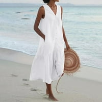 Ljetne haljine za žene Ženske haljine haljina bez rukava Boho haljine čvrste haljine na plaži Haljine