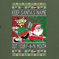 Divlji Bobby, nagrada Show Parody drži Deda Mraza svoja usta ružna božićna džemper muškarci grafički tee, vojna zelena, 4x