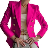 Floleo Clearance Jedna odjeća za žene Ženske tipke Dugi rukav Solid uredski kaput Cardigans Jaknu Duga odjeća Hot Pink