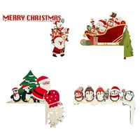 Kutak za božićne vrata potpisuje dekoracija vrata desni kut Božićni znak Santa & Snjegović ugaoni dekor