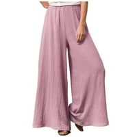 Pantalone za padanje žena modna casual lagani čvrsti džep u boji preklopite labave hlače pune dužine