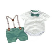 Gwiyeopda Baby Boys Gentleman Outfits odijelo za dojenčad kratkih rukava ROMper Top ukupne set odjeće