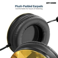 Umjetnost i zvuk like na ušima ožičene slušalice, stereo zvuk, sklopivi i podesivi - zlato