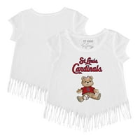 Djevojke Toddler Tiny Turpap White St. Louis Cardinals Girl Teddy Fringe Majica